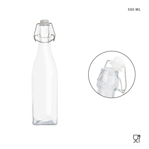 [0221794] Botella de vidrio hermético 500ml - Envases de almacenamiento seguros