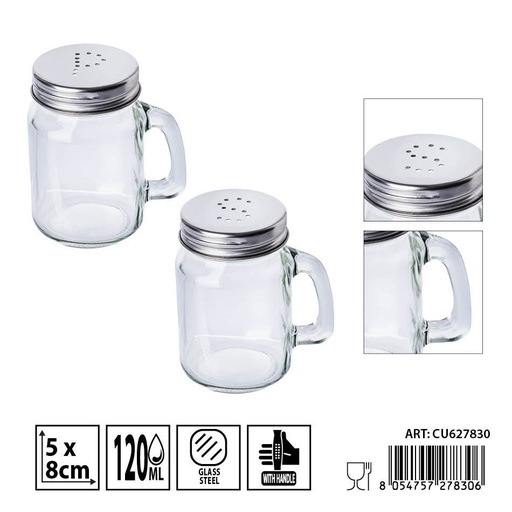 [0236237] Salero con asa de cristal 120ml - Utensilios de cocina para condimentos