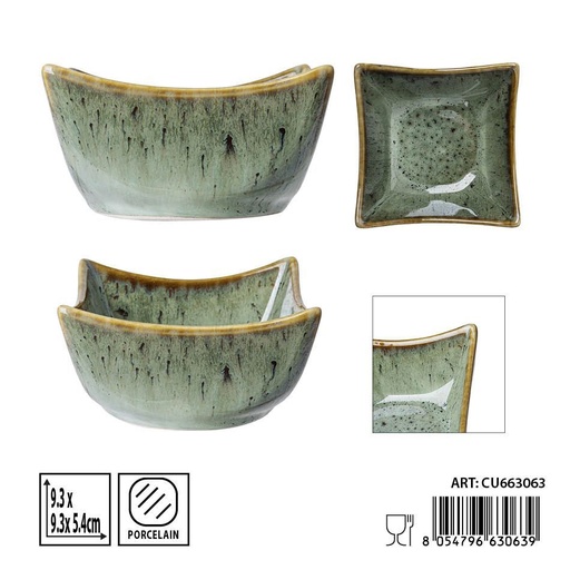 [0239874] Salsadera aperitivo verde 9.3x9.3x5.4cm - Utensilios de mesa
