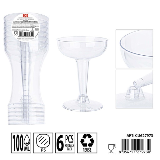 [0240167] Copa de cóctel reutilizable 100ml 6pz - Utensilios de fiesta