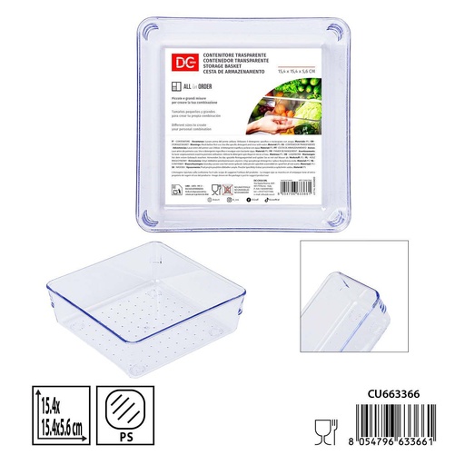 [0242330] Cesta de almacenamiento de plástico 5.4x15.4x5.6 cm - Organización y almacenamiento