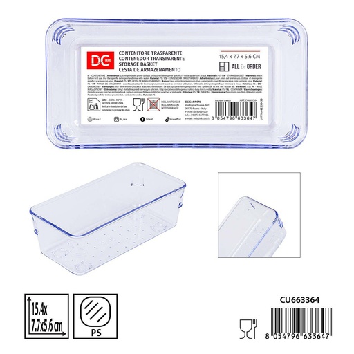 [0242328] Cesta de almacenamiento de plástico 15.4x7.7x5.6 cm - Organización y almacenamiento