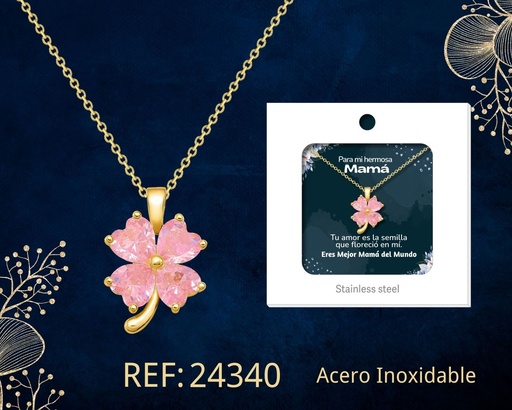 [24340] Collar de acero con circonita para regalar a mamá - Joyería y regalos