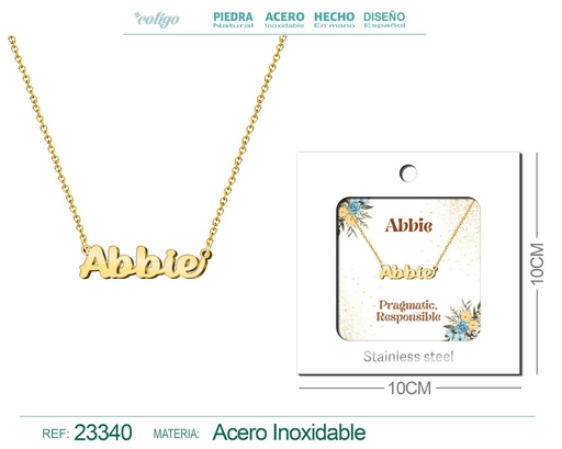 [23340] Collar Personalizado Nombre en Inglés Abbie de Acero con Sobre