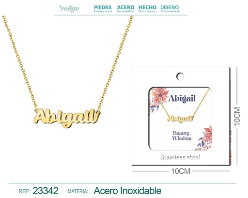 [23342] Collar Personalizado Nombre en Inglés Abigail de Acero con Sobre