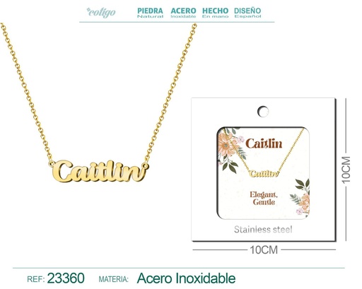 [23360] Collar Personalizado Nombre en Inglés Caitlin de Acero con Sobre