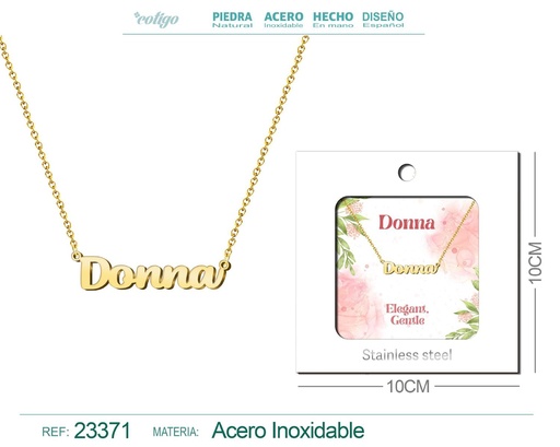[23371] Collar Personalizado Nombre en Inglés Donna de Acero con Sobre