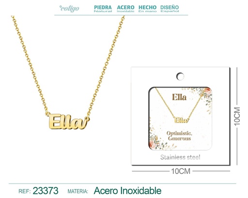 [23373] Collar Personalizado Nombre en Inglés Ella de Acero con Sobre