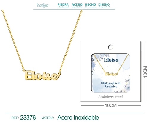[23376] Collar Personalizado Nombre en Inglés Eloise de Acero con Sobre