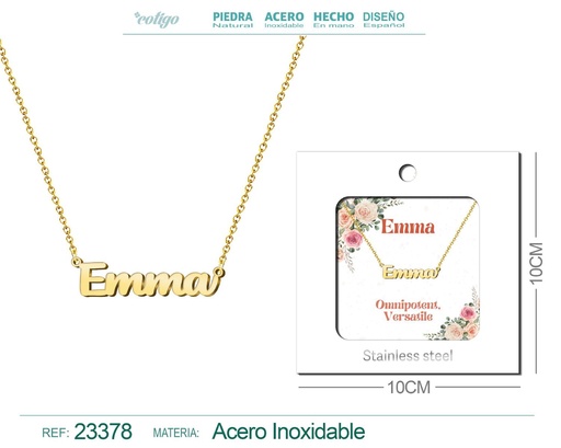[23378] Collar Personalizado Nombre en Inglés Emma de Acero con Sobre