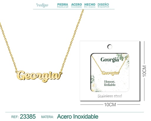 [23385] Collar Personalizado Nombre en Inglés Georgia de Acero con Sobre