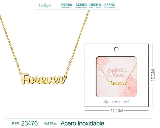 [23476] Collar de acero con el texto "Forever" en inglés y sobre - Joyería personalizada