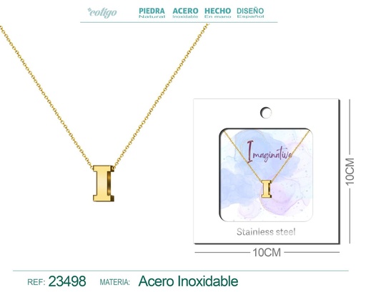 [23498] Collar con letra en inglés I de acero - Joyería personalizada