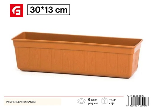 [116500024] Jardinera de barro de 30*13 cm - Utlización en jardinería y decoración de exteriores