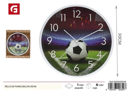 [200940649] Reloj de pared balón 30 cm - Relojes decorativos y artículos del hogar