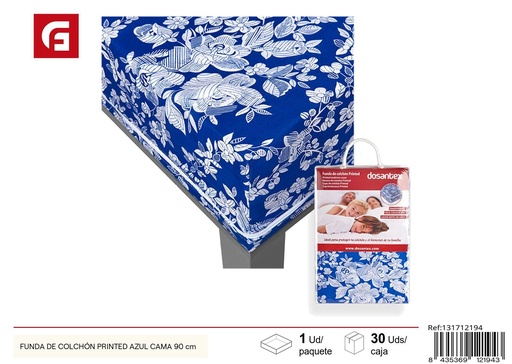 [131712194] Funda de colchón printed azul cama 90 cm - Ropa de cama y protección