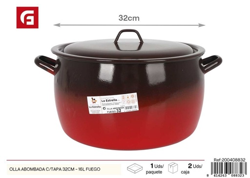 [200408832] Olla abombada con tapa 32 cm - 16L fuego - Utensilios de cocina y ollas