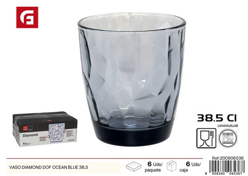 [200906536] Vaso Diamond DOF océano azul 38.5 cm - Vidrio y vasos decorativos