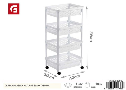 [120926888] Cesta apilable 4 alturas blanca Emma - Organización de hogar