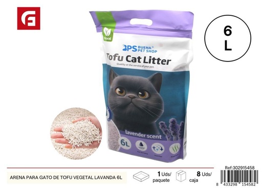[302915458] Arena para gato de tofu vegetal lavanda 6L - Higiene y comodidad para mascotas
