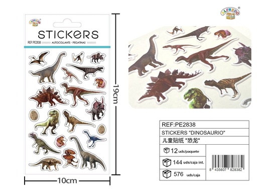 [PE2838] Stickes "Dinosaurio" 10x19 cm - Decoración y manualidades