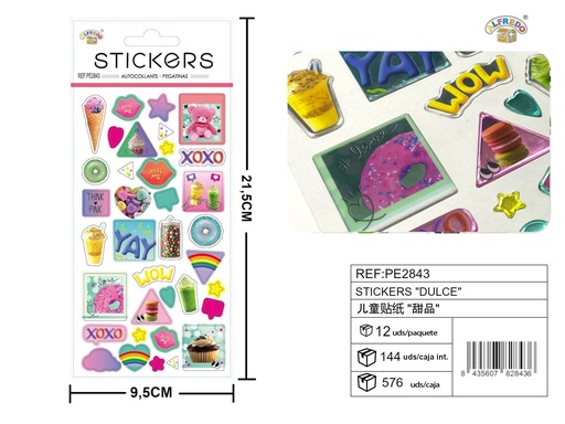 [PE2843] Stickes "Dulce" 9.5x21.5 cm - Decoración y manualidades