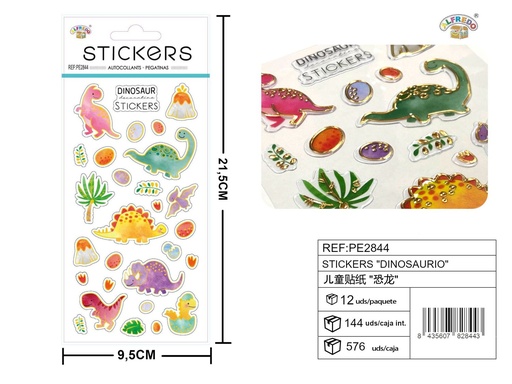 [PE2844] Stickes "Dinosaurio" 9.5x21.5 cm - Decoración y manualidades
