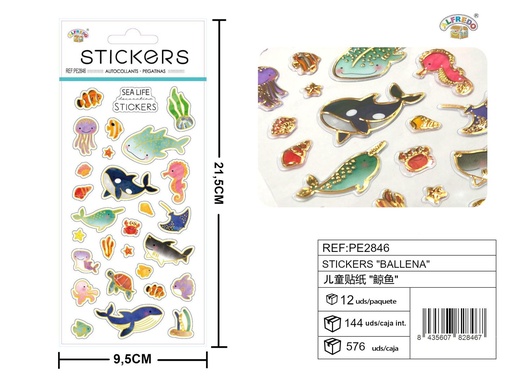 [PE2846] Stickes "Ballena" 9.5x21.5 cm - Decoración y manualidades
