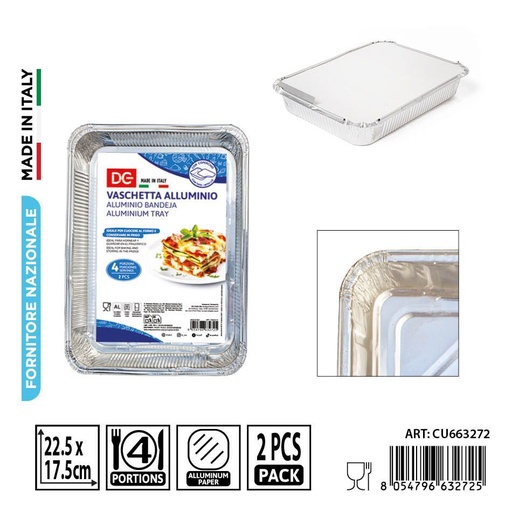 [0242025] Bandeja de aluminio con tapa para 4 porciones - Set de 2 unidades