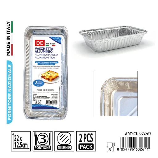 [0242020] Bandeja de aluminio 3 porciones 2 pcs - Accesorios desechables de cocina