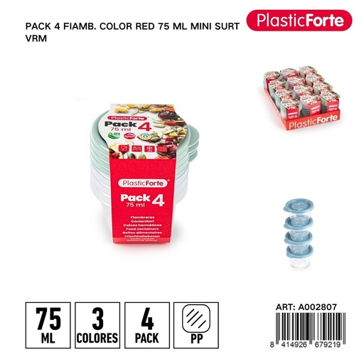 [A002807] Pack 4 fiambres color red 75ml mini - Utensilios de cocina