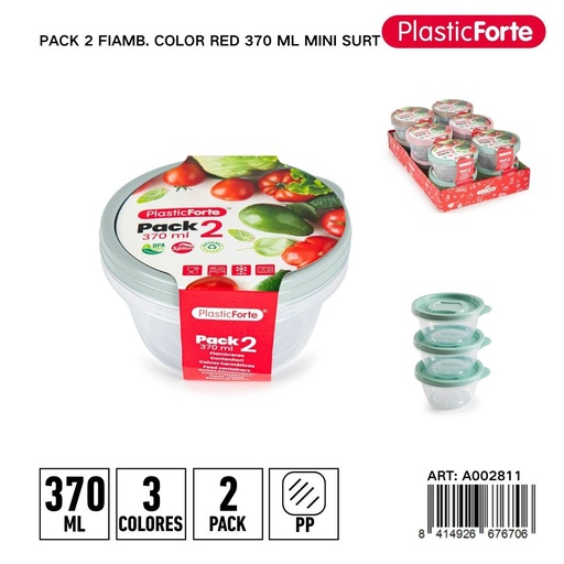[A002811] Pack de 2 fiambre mini color rojo 370 ml - Pequeños recipientes para aperitivos