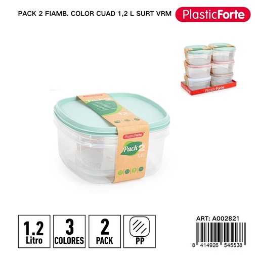 [A002821] Pack de 2 fiambre mini cuadrado 1,2 L - Pequeños recipientes para aperitivos
