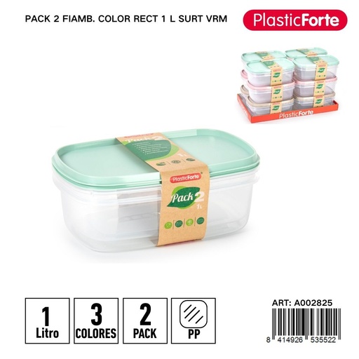 [A002825] Pack 2 fiambres color rect 1L - Utensilios de cocina