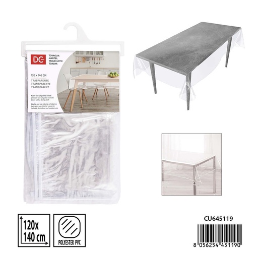 [0238593] Mantel de plástico transparente 120x140 cm - Protector de mesa