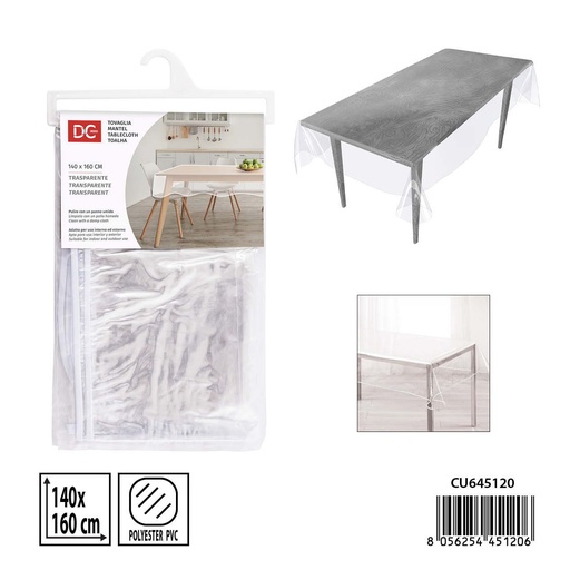 [0238594] Mantel de plástico transparente 140x160 cm - Protector de mesa