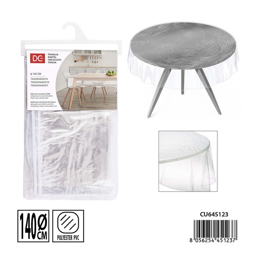 [0238597] Mantel de plástico transparente redondo 140 cm - Protector de mesa