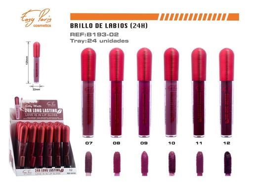 [B193-02] Líquido labial 24h de larga duración - Brillo labial mate