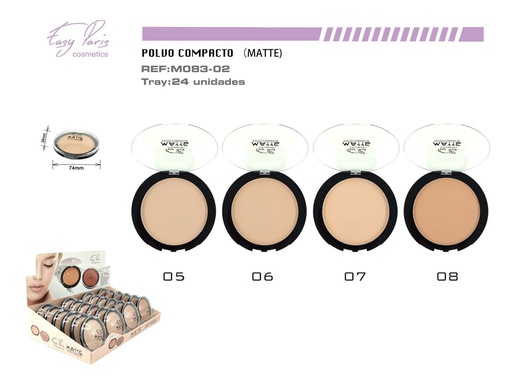 [M083-02] Maquillaje compacto mate waterproof 24/u - Base de maquillaje en polvo