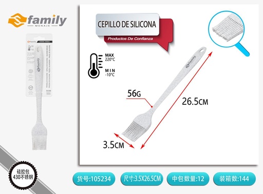 [105234] Cepillo de silicona blanca con puntos negros 26.5x3.5cm 56g - Utensilios de cocina