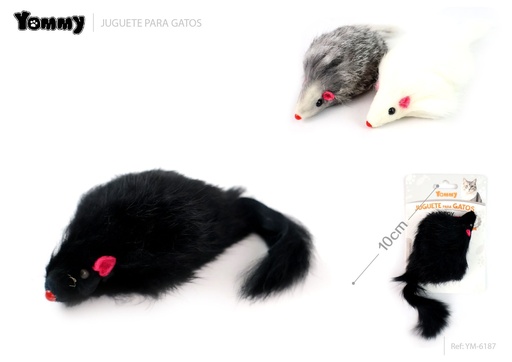 [YM6187] Ratón de auténtica piel de conejo 10 cm - Juguete para gatos