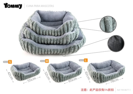 [YM8677-1] Cuna de perro de felpa gris - Productos para mascotas