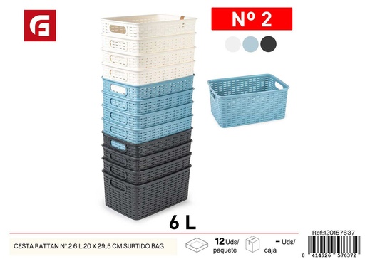 [120157637] Cesta de mimbre de número 2, capacidad 6 L en color surtido, tamaño 20 x 29.5 cm - Accesorios de cocina