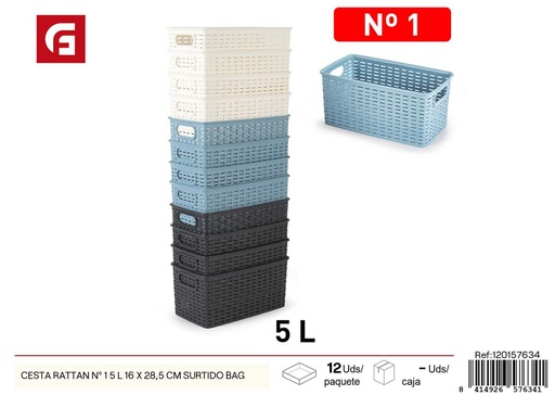 [120157634] Cesta de mimbre de número 1, capacidad 5 L en color surtido, tamaño 16 x 28.5 cm - Accesorios de cocina