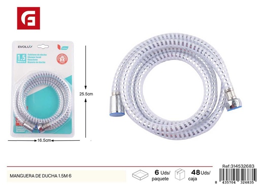 [314532683] Manguera de ducha 1.5 m 6 unidades - Accesorios de baño y ducha