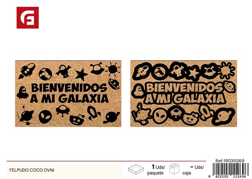 [190311269] Felpudo de coco con diseño de OVNI - Decoración divertida para hogar