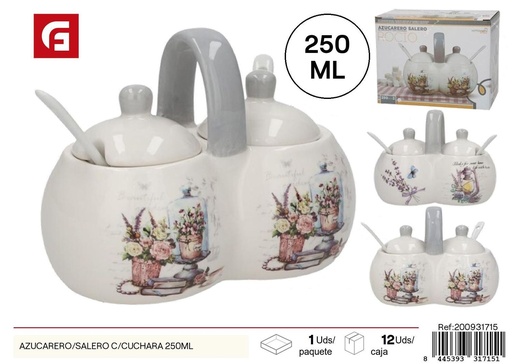 [200931715] Azucarero/salero con cuchara Rocio Dolomita 250 ml color surtido - Accesorios de cocina