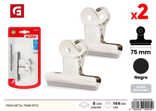 [154402205] Pinza metal 75 mm 2 unidades - Herramientas de organización para oficina