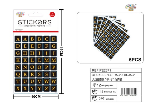 [PE2871] Stickers "Letras" 5 hojas 10x19 cm - Materiales creativos para proyectos