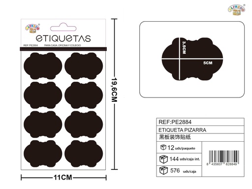 [PE2884] Etiqueta pizarra 11x19.6 cm - Materiales organizativos y creativos